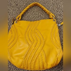 Fenn Wright Manson Mustard Yellow Leather Hobo Bag guc